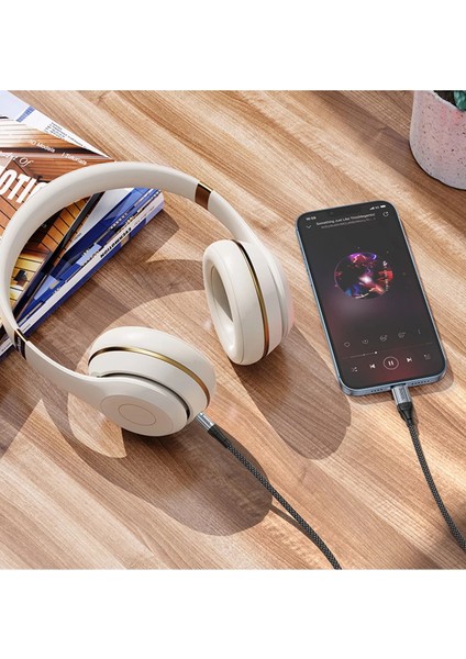 Hoco. UPA26 1m Hasırlı Lightning To Aux Kablo - Siyah fırsatları