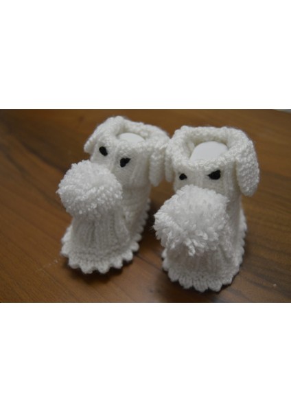 Beyaz Köpek Desenli Bebek Patik