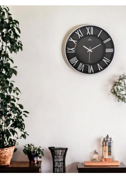 Modern Tasarımlı, 40 Cm, Siyah-Gri, Roma Rakamlı Duvar Saati fiyatları