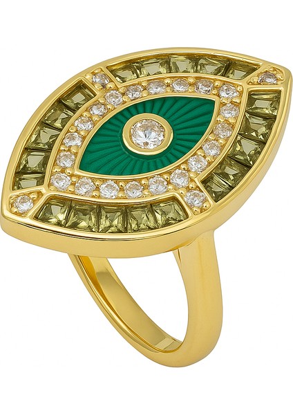 Çelik Yeşil Göz Yüzük