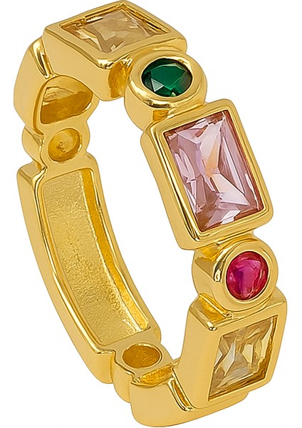 Çelik Renkli Taşlı Yüzük