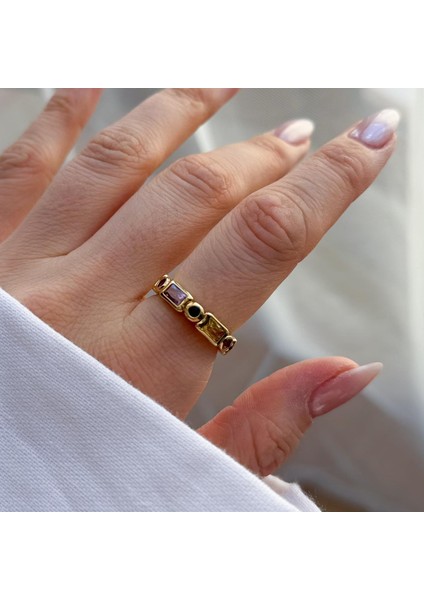 Çelik Renkli Taşlı Yüzük fiyatları