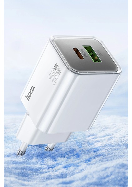 Hoco. N46 Glorious 1 Adet Type-C ve 1 Adet USB Çıkışlı Ekstra Type-C To Type-C Kablolu 20W Pd Hızlı Şarj Aleti - Beyaz fırsatları