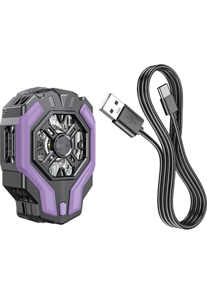 Hoco. GM26 Dijital Sıcaklık Göstergeli Radyatör Telefon Soğutucu Fan - Siyah-Mor fırsatları