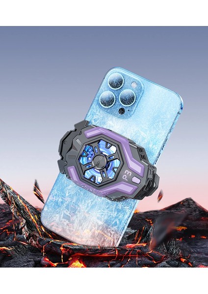 Hoco. GM26 Dijital Sıcaklık Göstergeli Radyatör Telefon Soğutucu Fan - Siyah-Mor indirimleri