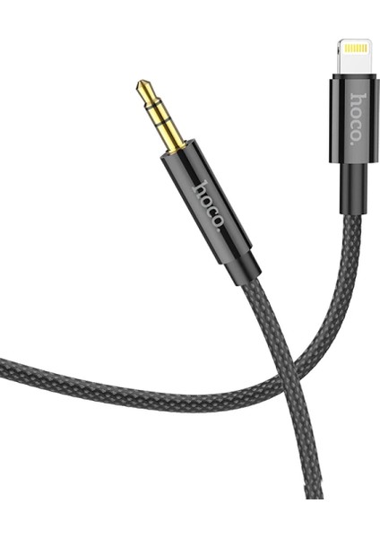 Hoco. UPA19 1m Hasırlı Lightning To Aux Kablo - Siyah