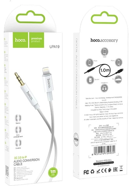 Hoco. UPA19 1m Hasırlı Lightning To Aux Kablo - Siyah indirimleri