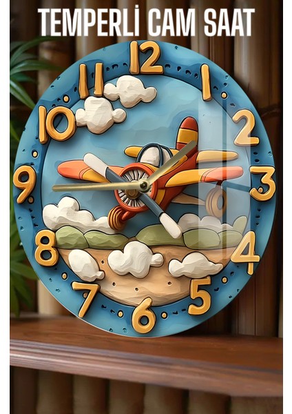 Renkli 3D Görünümlü Temperli Cam Saat, 33 Cm, Şık ve Modern Dekorasyon Parçası