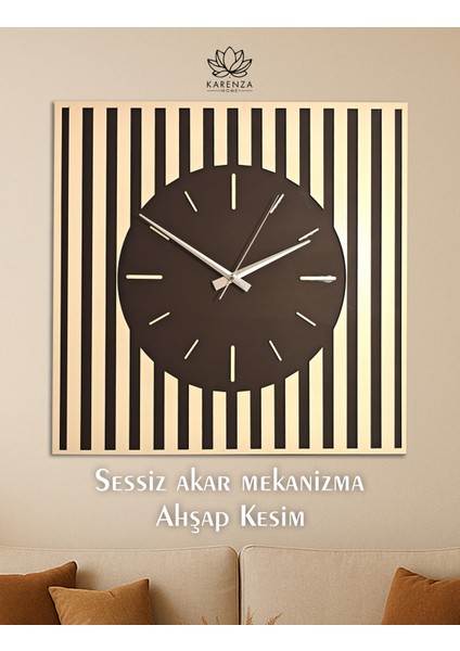 Krem Ahşap Duvar Saati 42X42 Cm, Sessiz Mekanizma, Modern Tasarım indirimleri