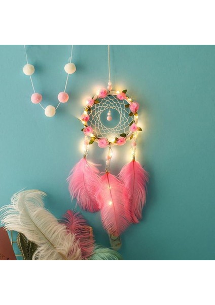 El Yapımı Renkli Kuş Tüyü ve LED Işıklı Dekoratif Asma Düş Kapanı modelleri