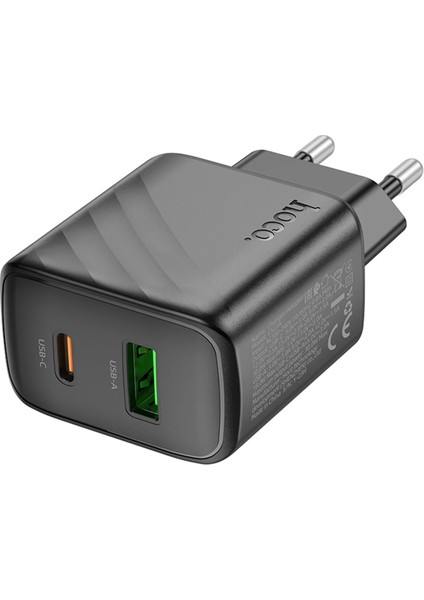 Hoco. CS23A Sunlight 30W 1 Adet Type-C ve 1 Adet USB 3.0 Qc Çıkışlı Pd Hızlı Şarj Aleti - Siyah modelleri