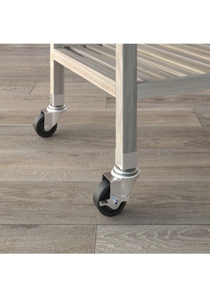 Akasya Masif Mutfak Servis Arabası, 520X520X850 Mm, Organik Beyaz fırsatları