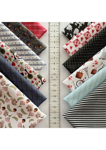 Patchwork Kumaş Seti – 60 Adet 20X20 cm | %100 Pamuk Saten | El Işi, Dikiş, Quilting ve Hobi Için