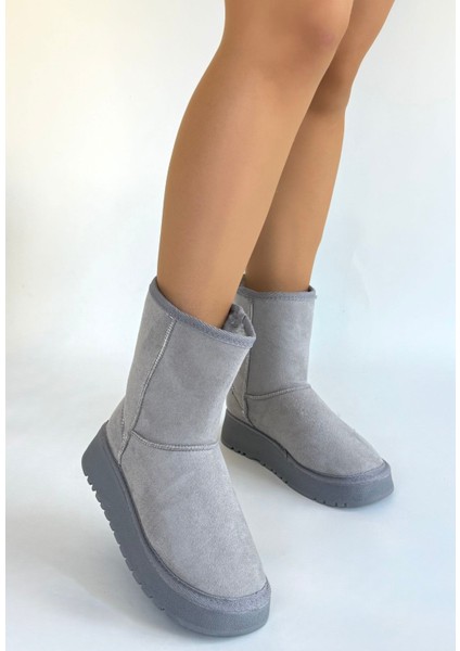Içi Kürklü Bot Süet Gri Topuk Boyu 4 cm fiyatları