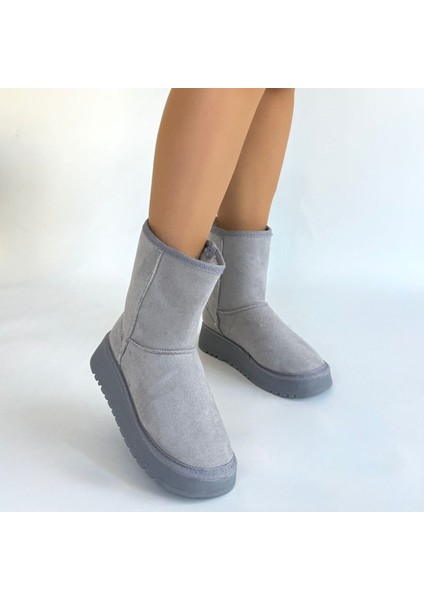 Içi Kürklü Bot Süet Gri Topuk Boyu 4 cm fırsatları