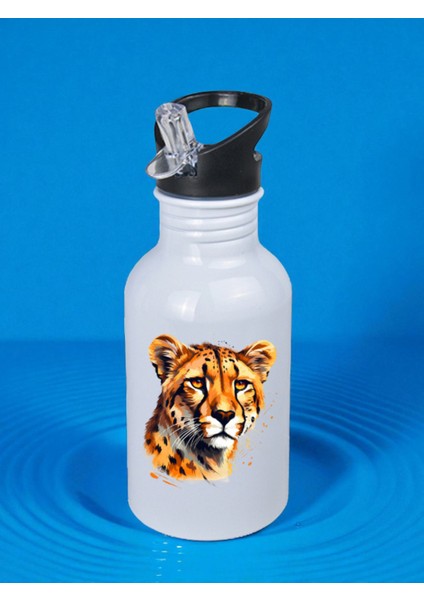 Kaplanlı Baskılı Matara Suluk 600 ml - Kız Çocuk Suluk, Kız Sulukları