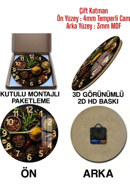 Renkli 3D Görünümlü Temperli Cam Saat, 33 Cm, Mutfak ve Yaşam Alanları Dekoru indirimleri