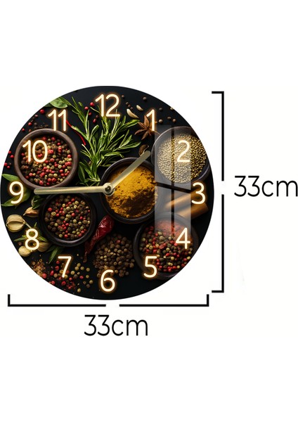 Renkli 3D Görünümlü Temperli Cam Saat, 33 Cm, Mutfak ve Yaşam Alanları Dekoru