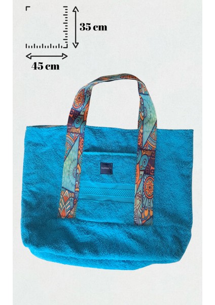 Tote Bag Mavi Havlu Pamuk Plaj Çantası Alışveriş Çantası Omuz Çantası modelleri