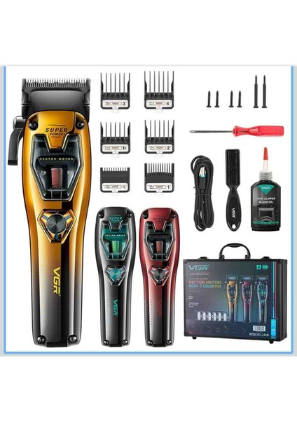 Vgr 668 Profesyonel Saç Kesme Makinesi, 11000 Rpm Vector Motorlu Kablosus, Metal Gövde, 3 Modüler Değiştirilebilir Gövde Kapağı