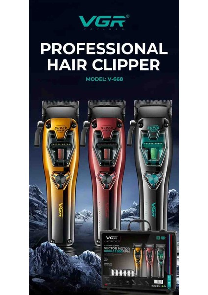 Vgr 668 Profesyonel Saç Kesme Makinesi, 11000 Rpm Vector Motorlu Kablosus, Metal Gövde, 3 Modüler Değiştirilebilir Gövde Kapağı indirimleri