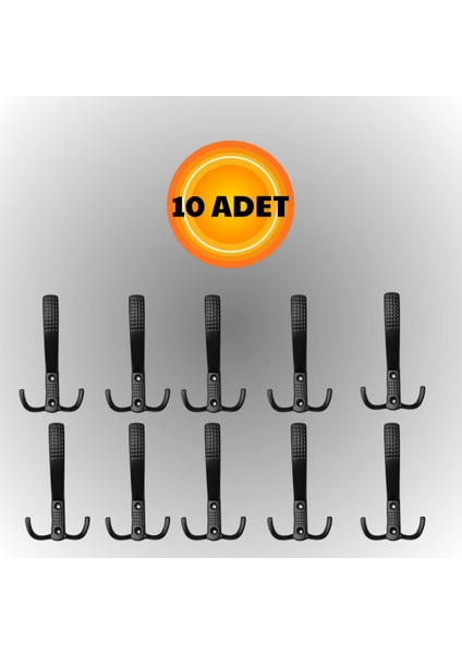 Uzun Noktalı Metal Askı Şık Portmanto Askılık Dolap Mobilya Askısı (Vidalar Dahil)(10 Adet)