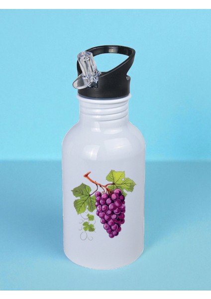 Üzüm Baskılı Matara Suluk 600 ml - Sporcu Suluğu, Büyük Suluk, Spor Matara, Sporcu Sulukları