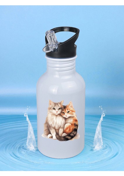 Sevimli Kediler Matara Suluk 600 ml - Çocuk Suluk Matara, Çocuk Su Matarası