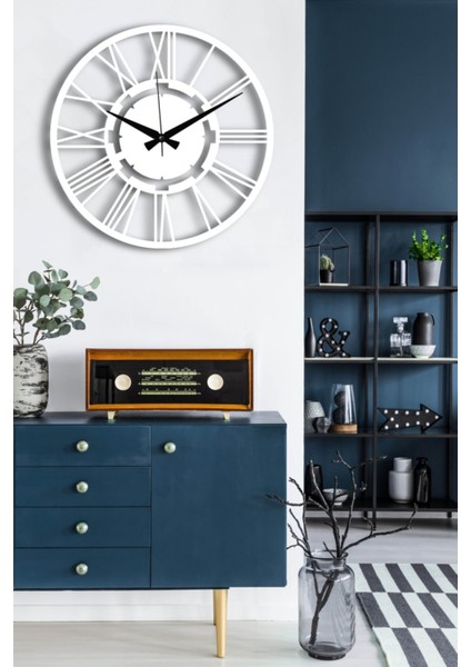 Şık Beyaz Duvar Saati 50X50CM ve Geyikli Tablo Seti modelleri