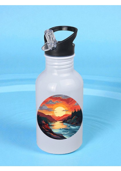 Manzaralı Matara Suluk 600 ml - Çocuk Suluk Matara, Çocuk Su Matarası