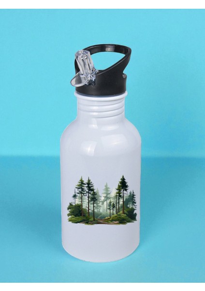 Ağaçlar Baskılı Matara Suluk 600 ml - Sporcu Suluğu, Büyük Suluk, Spor Matara, Sporcu Sulukları