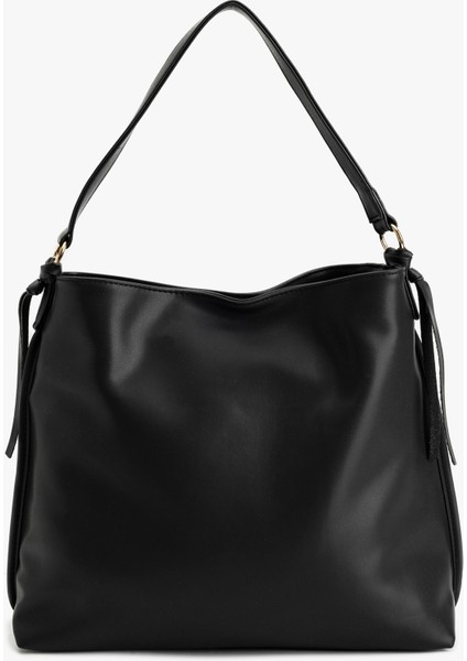 Metal Aksesuarlı Saplı Suni Deri Büyük Tote Çanta