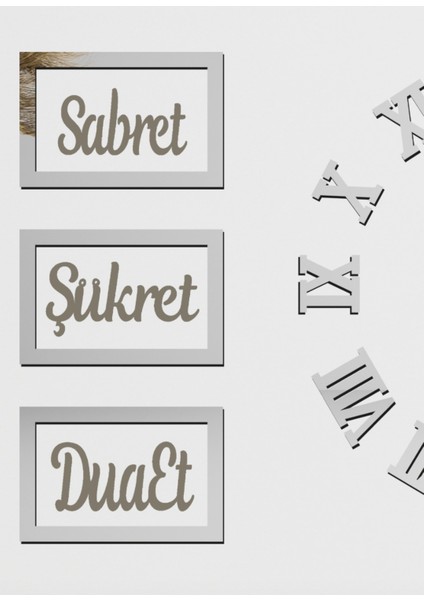 3D Roma Rakamlı Saat ve Dua Panosu Seti, Beyaz Altın Renkli, Şık ve Ilham Verici fiyatları