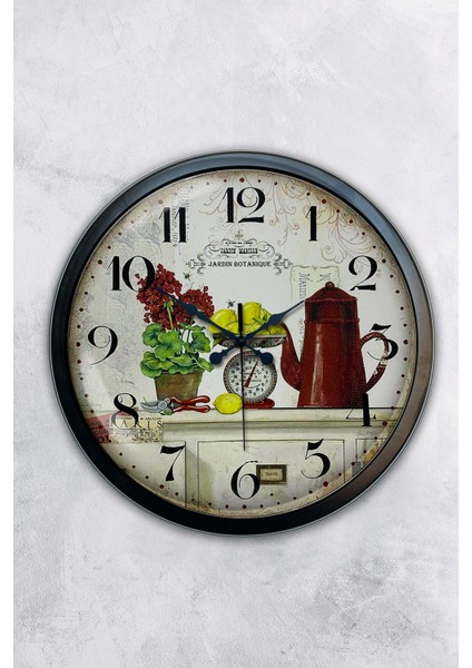 40 cm Siyah Metal Mutfak Duvar Saati, Şık ve Modern Tasarım