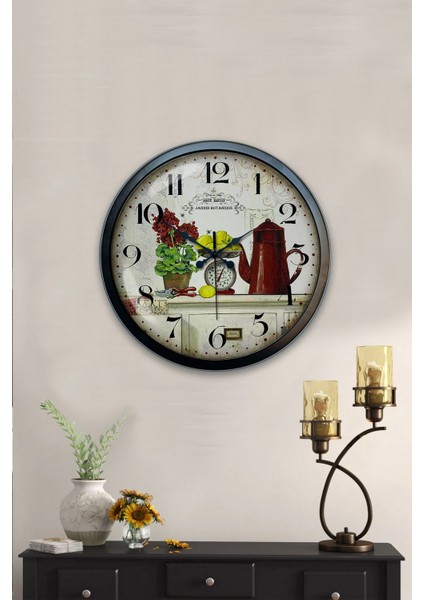 40 cm Siyah Metal Mutfak Duvar Saati, Şık ve Modern Tasarım fiyatları