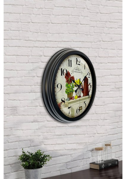40 cm Siyah Metal Mutfak Duvar Saati, Şık ve Modern Tasarım fırsatları
