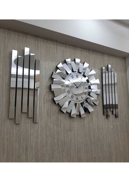 3D Piyano Model, Yan Dekor, Aynalı, 3'lü Duvar Saati, Gümüş, Roma Rakamlı fırsatları