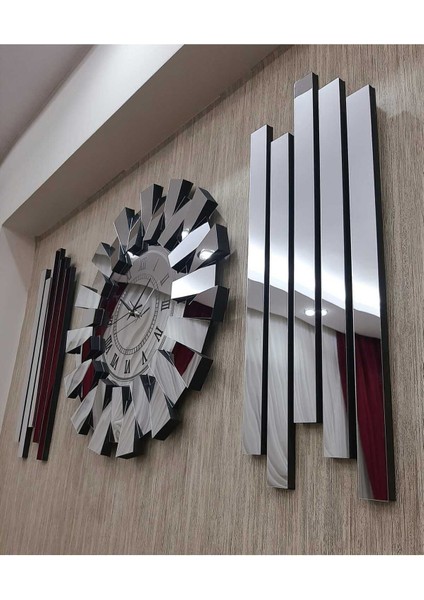 3D Piyano Model, Yan Dekor, Aynalı, 3'lü Duvar Saati, Gümüş, Roma Rakamlı indirimleri