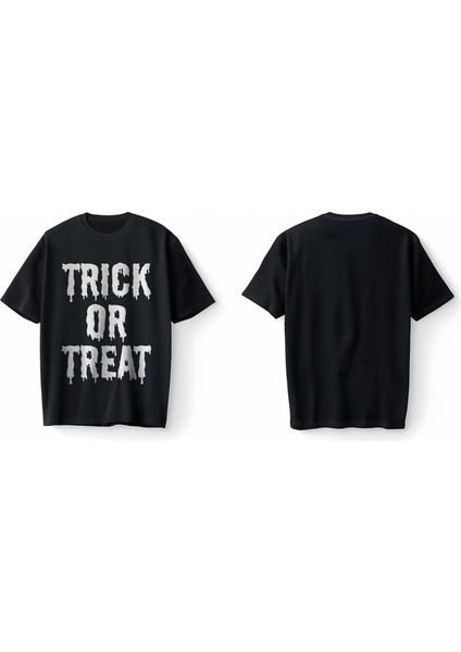 Trick Or Treat Oversize Unisex Tişört T-Shirt modelleri