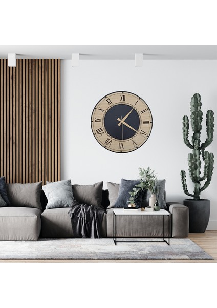 Romen Rakamlı Modern Ahşap Duvar Saati, Çok Renkli ve Şık Tasarım
