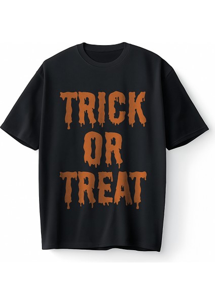 Trick Or Treat Turuncu Oversize Unisex Tişört T-Shirt
