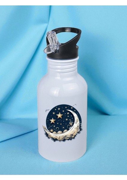 Parlayan Ay Baskılı Matara Suluk 600 ml - Sporcu Suluğu, Büyük Suluk, Spor Matara, Sporcu Sulukları