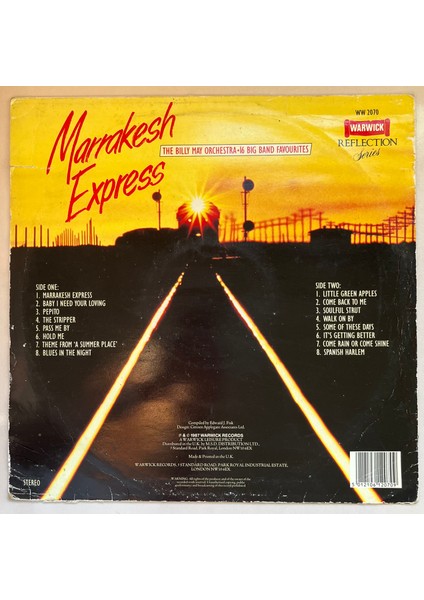 The Billy May Orchestra Marrakesh Express Lp Plak (Orijinal 1987 Dönem Avrupa Baskı Plak) fiyatları