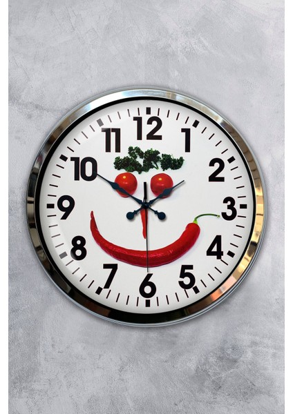 40 cm Şık Krom Metal Duvar Saati, Modern Mutfak Dekoru Için Ideal Seçim