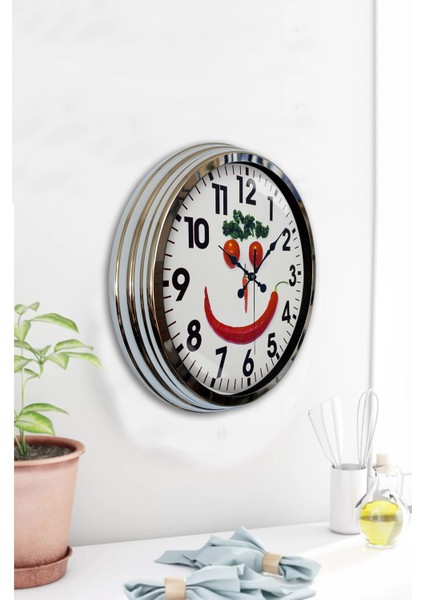 40 cm Şık Krom Metal Duvar Saati, Modern Mutfak Dekoru Için Ideal Seçim fiyatları