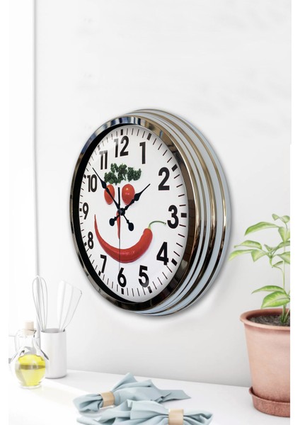 40 cm Şık Krom Metal Duvar Saati, Modern Mutfak Dekoru Için Ideal Seçim modelleri