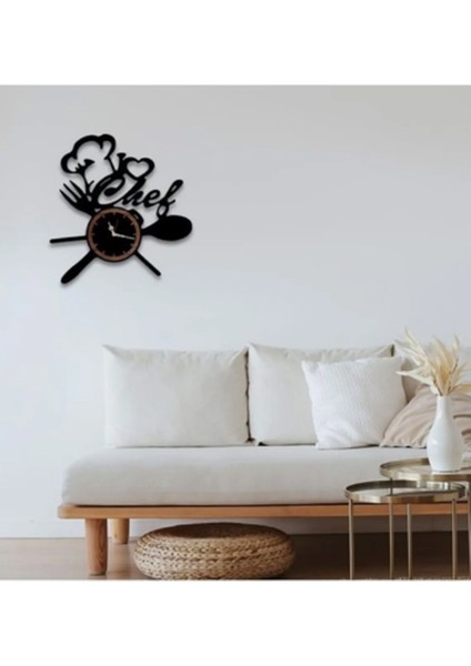 Şık Siyah Ahşap Mutfak Saati, Modern ve Zarif Tasarım ile Mutfağınıza Şıklık Katar fiyatları