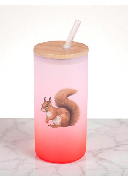 Sincap Baskılı 600 ml Cam Matara- Su Matarası, Suluk Matara, Cam Pipetli Matara