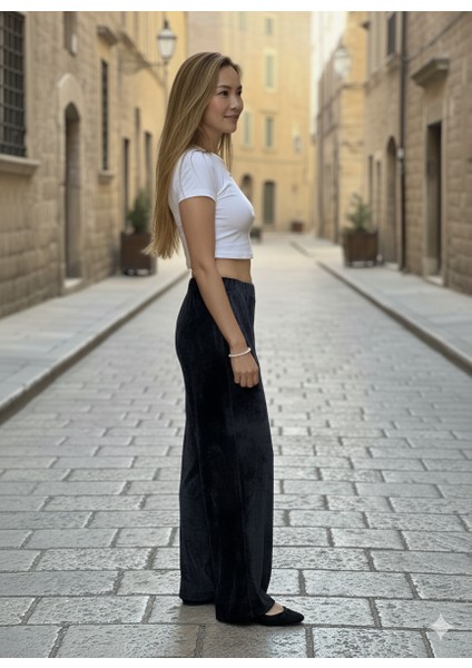 Antrasit Beli Lastikli Pantolon Bol Paça modelleri