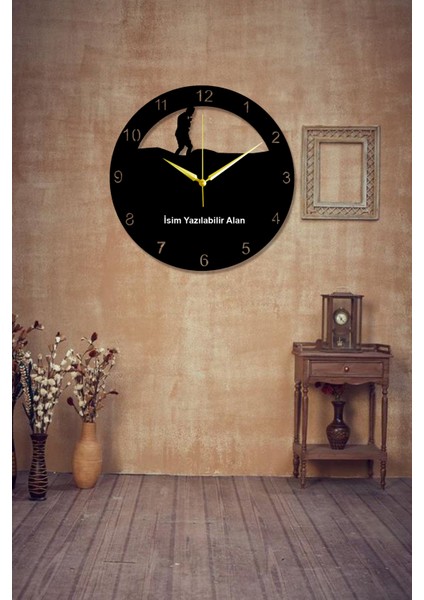 Atatürk Temalı Ahşap Duvar Saati 40X40CM, Yazdırılabilir, Şık ve Kaliteli Tasarım